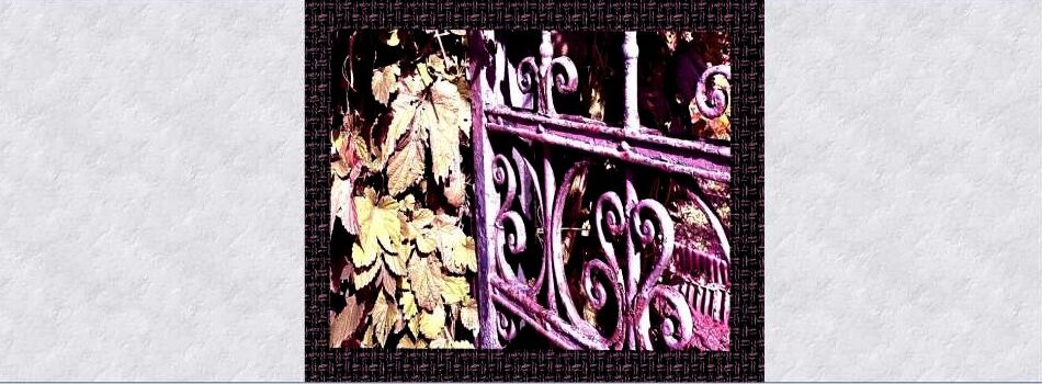 Photo of an old rusty gate. Illustration for a story about the background of a pasta recipe. Name: 'Unfamiliarities'. By MagS, © 2023, MagS, Parsley-Lane Blog. All rights reserved.